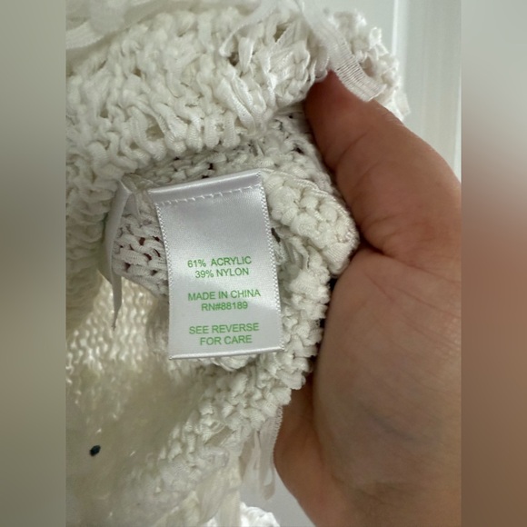 Lilly Pulitzer Boho White Crochet Knit Tank Top with Fringe Hem - Picture 5 of 6